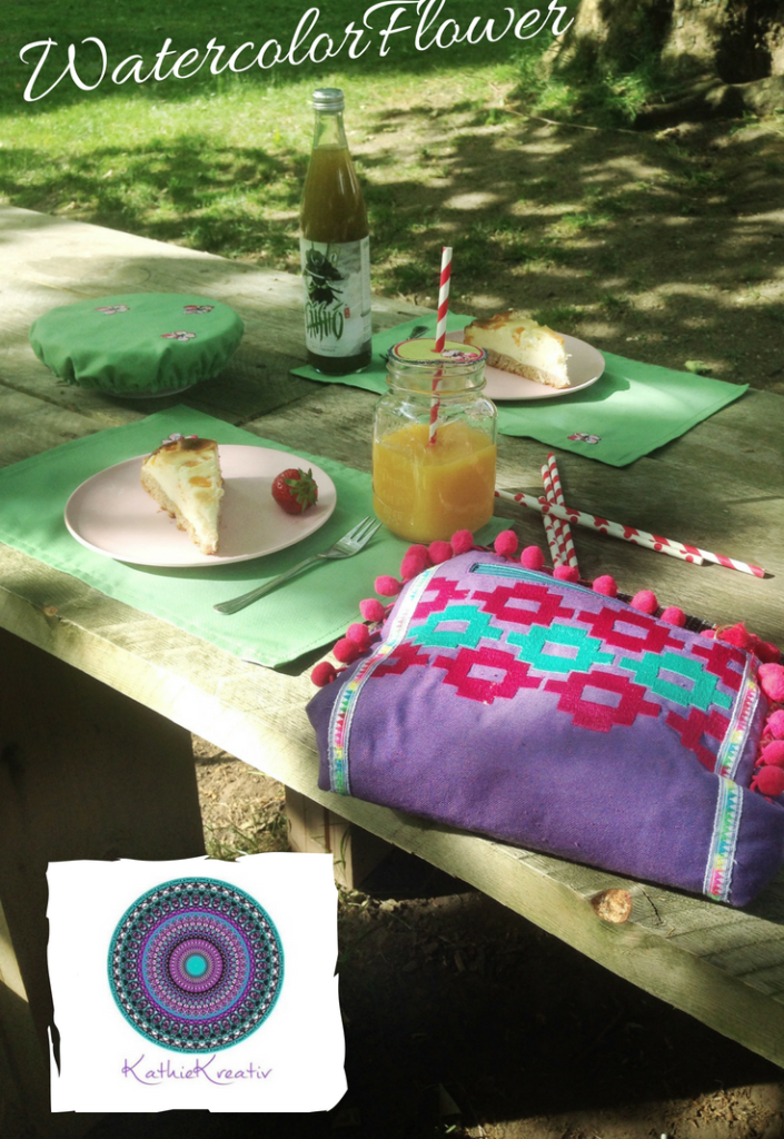 Watercolor Flower Picknick Set + Freebie • KathieKreativ • Talu Nähwettbewerb ''Winter ade'' • Nähen und sticken für Anfänger